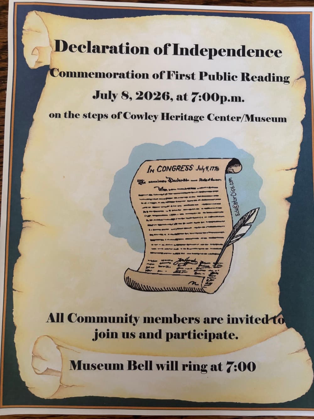 Declaration of Independence Commemoration flyer